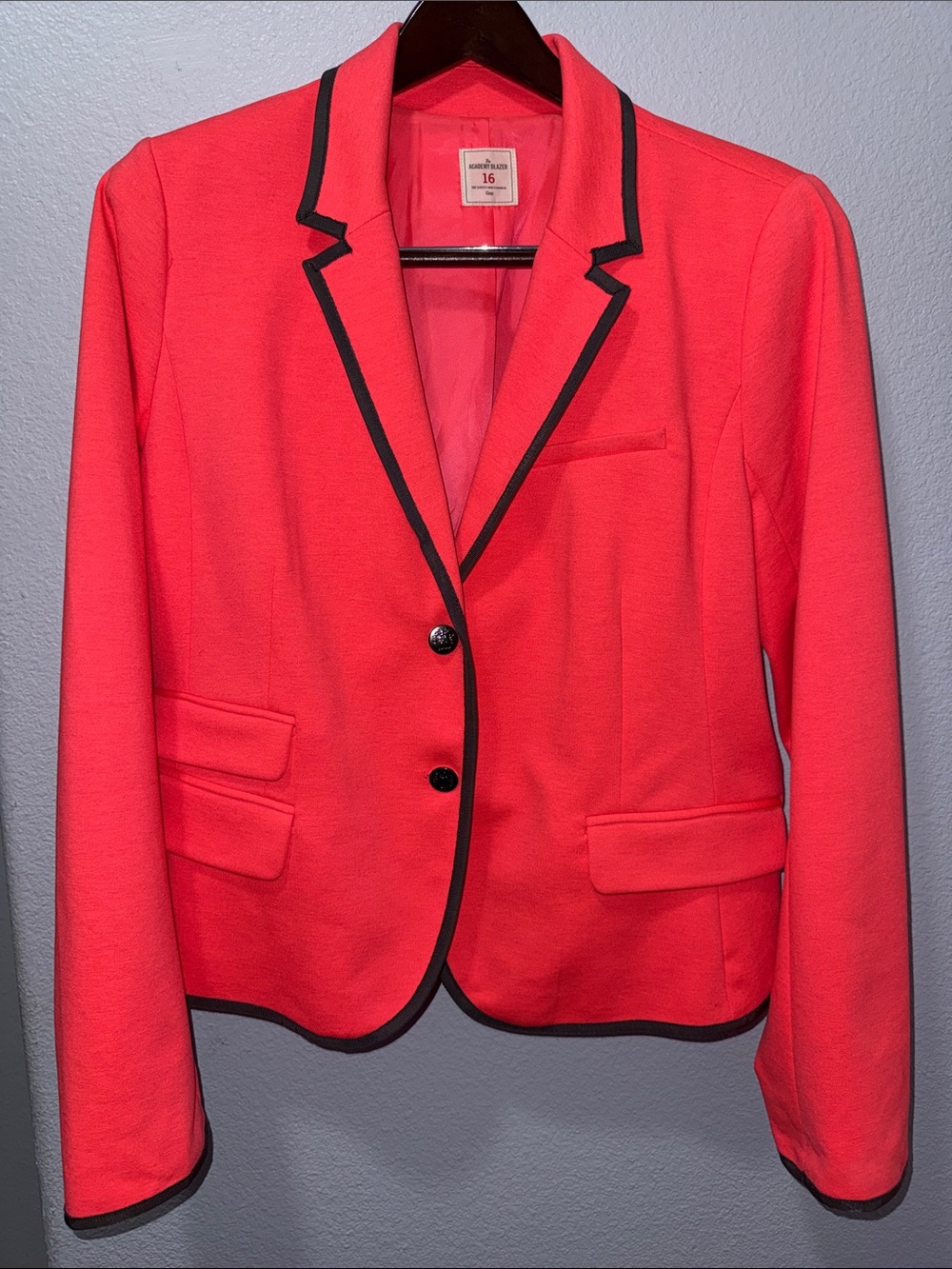 GAP Bright Coral Pink Academy Blazer Lined Size 16